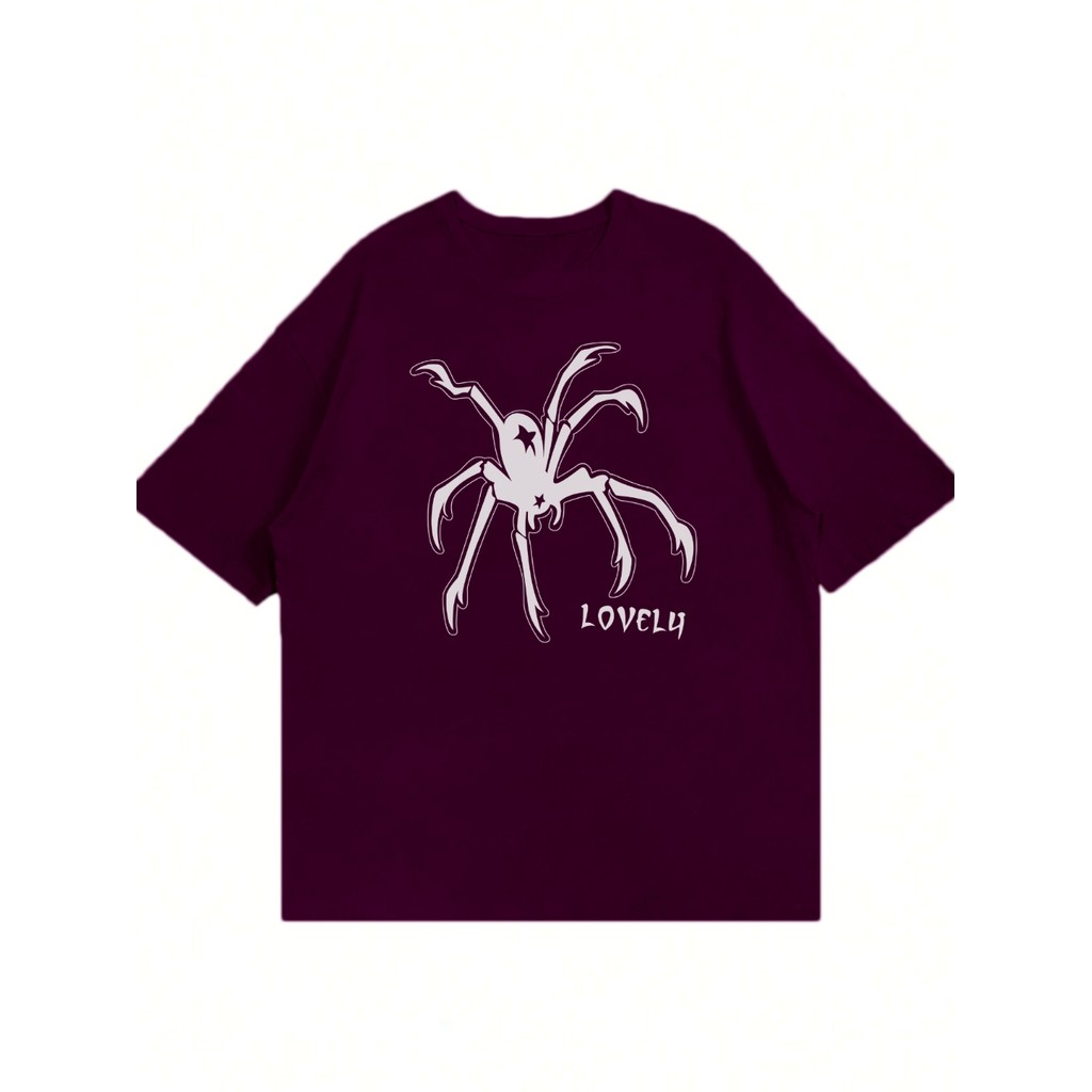 T Shirt Tecido Macio Streetwear Bordada Camisa Larga Blusa Academia Estampa Lovely Inseto Oversized