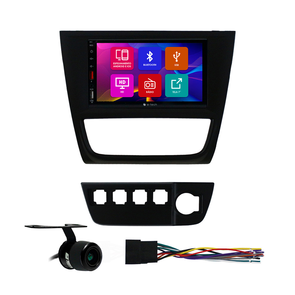 Kit Multimidia 7 Pol Gol Voyage Saveiro G6 Android Auto Carplay Qa+ 2 Din Preto Acabamento Botão Espelhamento Camera Ré em Oferta na Shopee