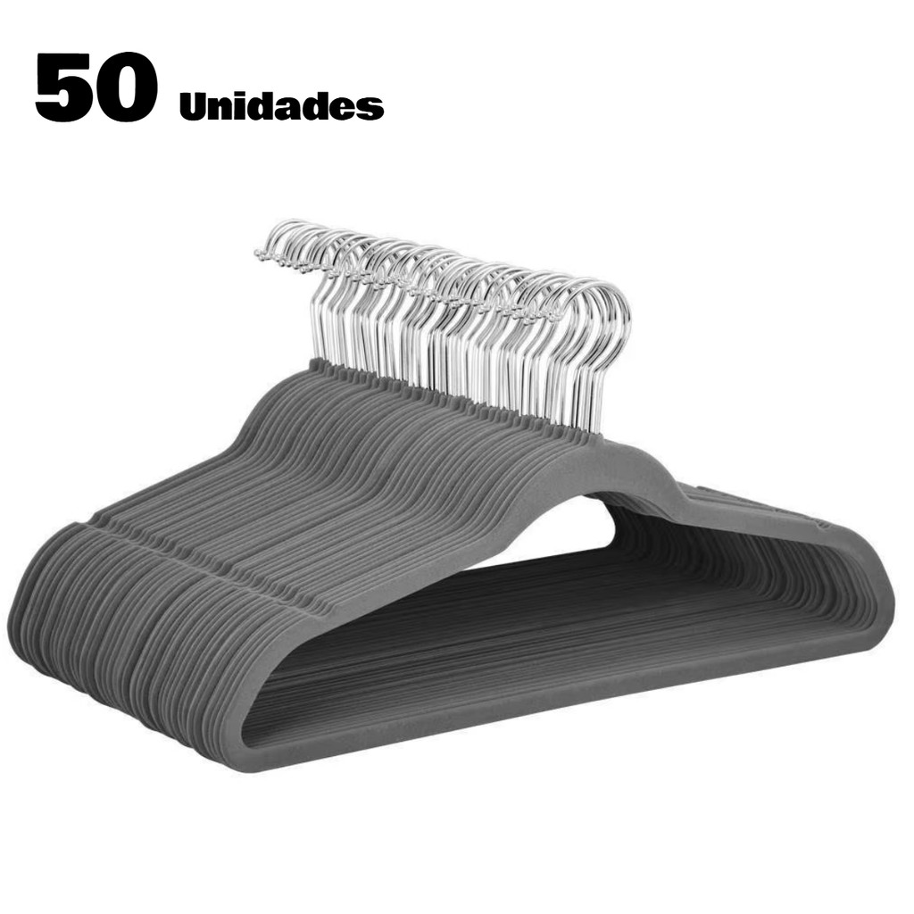 KIT 50 CABIDES AVELUDADO CINZA Adulto FUKUYAMA Antideslizante Slim Com Gancho Giratório 360 em Oferta na Shopee