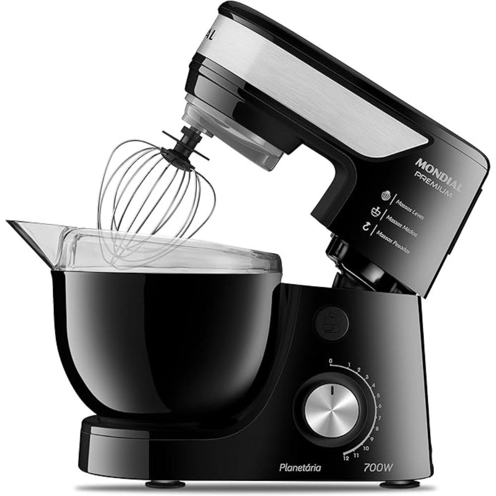 Batedeira Planetária Mondial Premium 12 Velocidades 700W Preto/Inox 127V - BP-01P-B em Oferta na Shopee