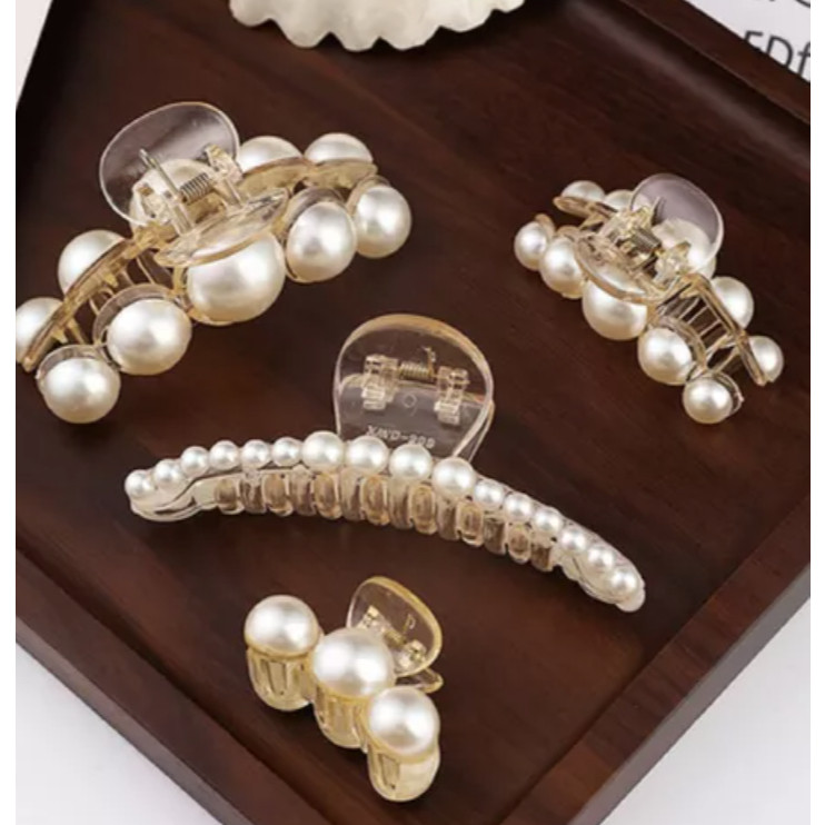 ANA 1108 KIT 4 PCS Prendedor/Piranha/Presilha  Grande de Cabelo com Detalhes de Perola em Oferta na Shopee
