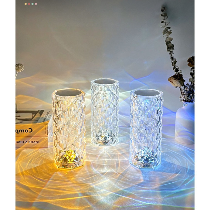 Luminária de mesa de cristal com 16 variações  sensível ao toque e com controle Criativo Romântico Rosa Luz LED Acrílica em Oferta na Shopee