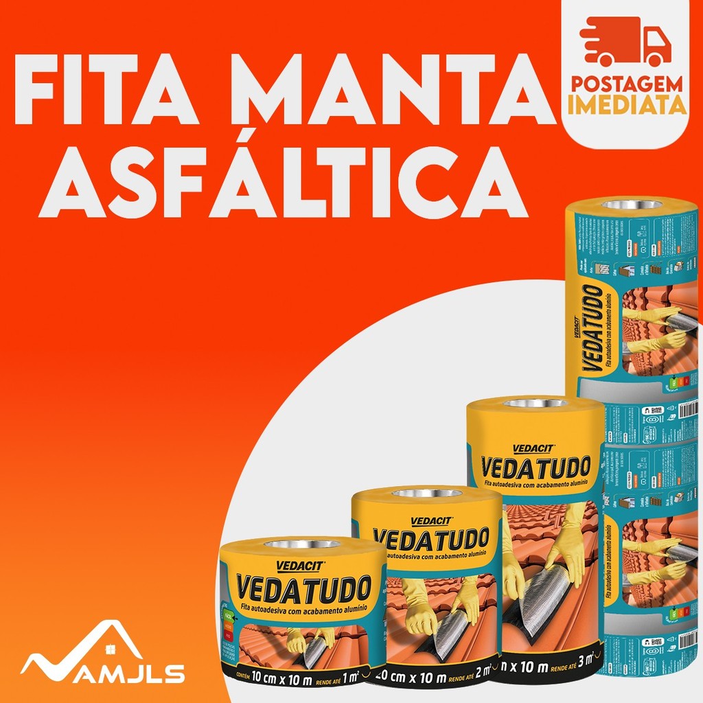 Fita Manta Asfáltica Auto Adesiva Aluminizada Multiuso 30 cm x 10m