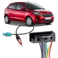 Kit Chicote de Ligação + Chicote Adaptador de Antena Ford Ka 2015 2016 2017 2018