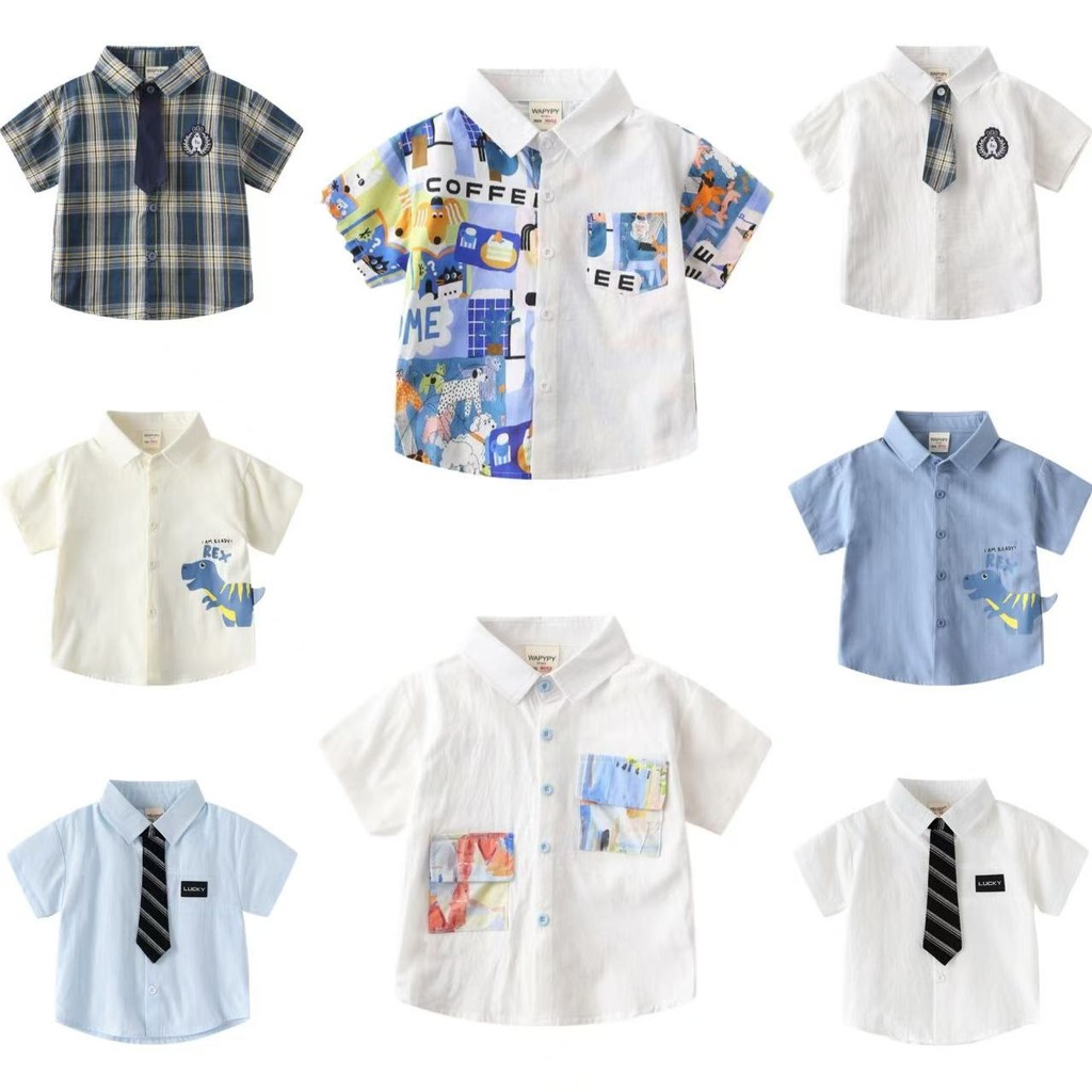 Roupas infantis meninos novo estilo verão roupas infantis novo estilo camisas infantis de manga curta meninos camisas es