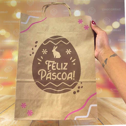 10 SACOLAS (PPQL) 24X15X22 CM- PASCOA FELIZ 4713 (PASCOA IDEIA OUTLET)