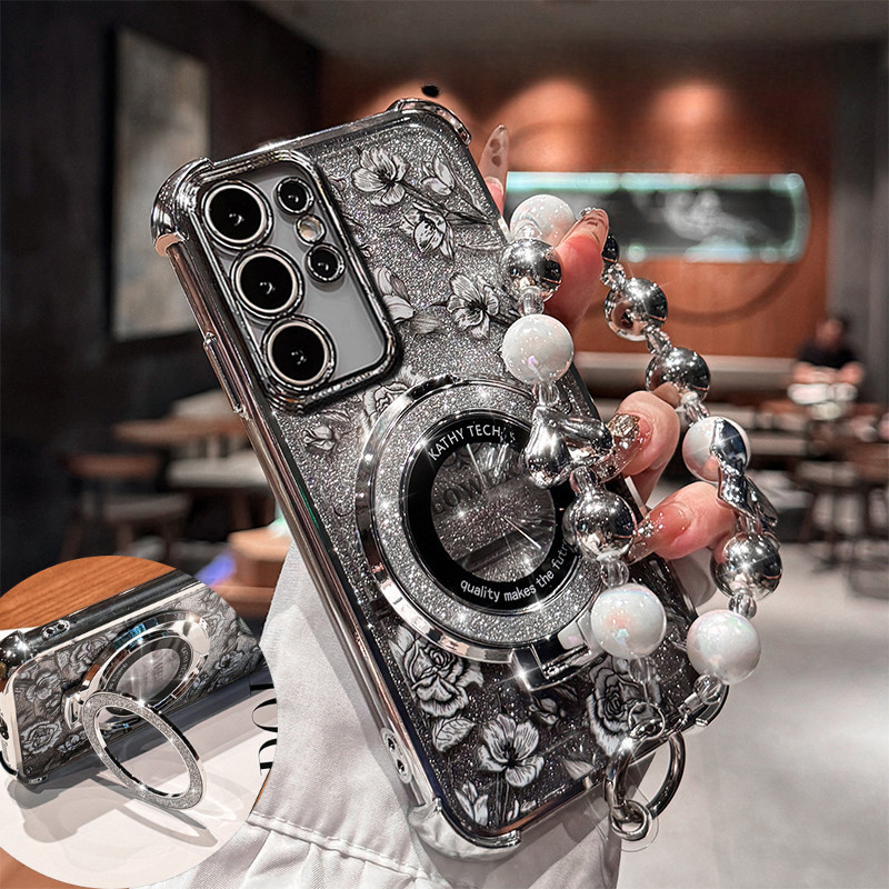 Capa Para Samsung Galaxy S22 S21 S20 Ultra S20 S21 S22 Plus S21FE S20FE Glitter Suporte Magnético De Telefone De Silicon em Oferta na Shopee