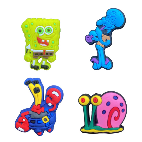 04 Pins/Bottons Emborrachados Para Babuche - Bob Esponja