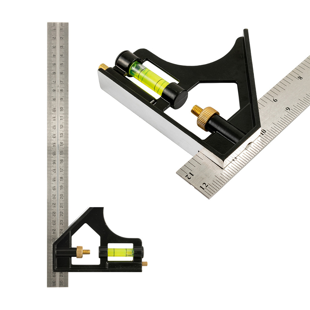 Esquadro Combinado Ajustável Régua Aço Inox 12'' 300 Mm