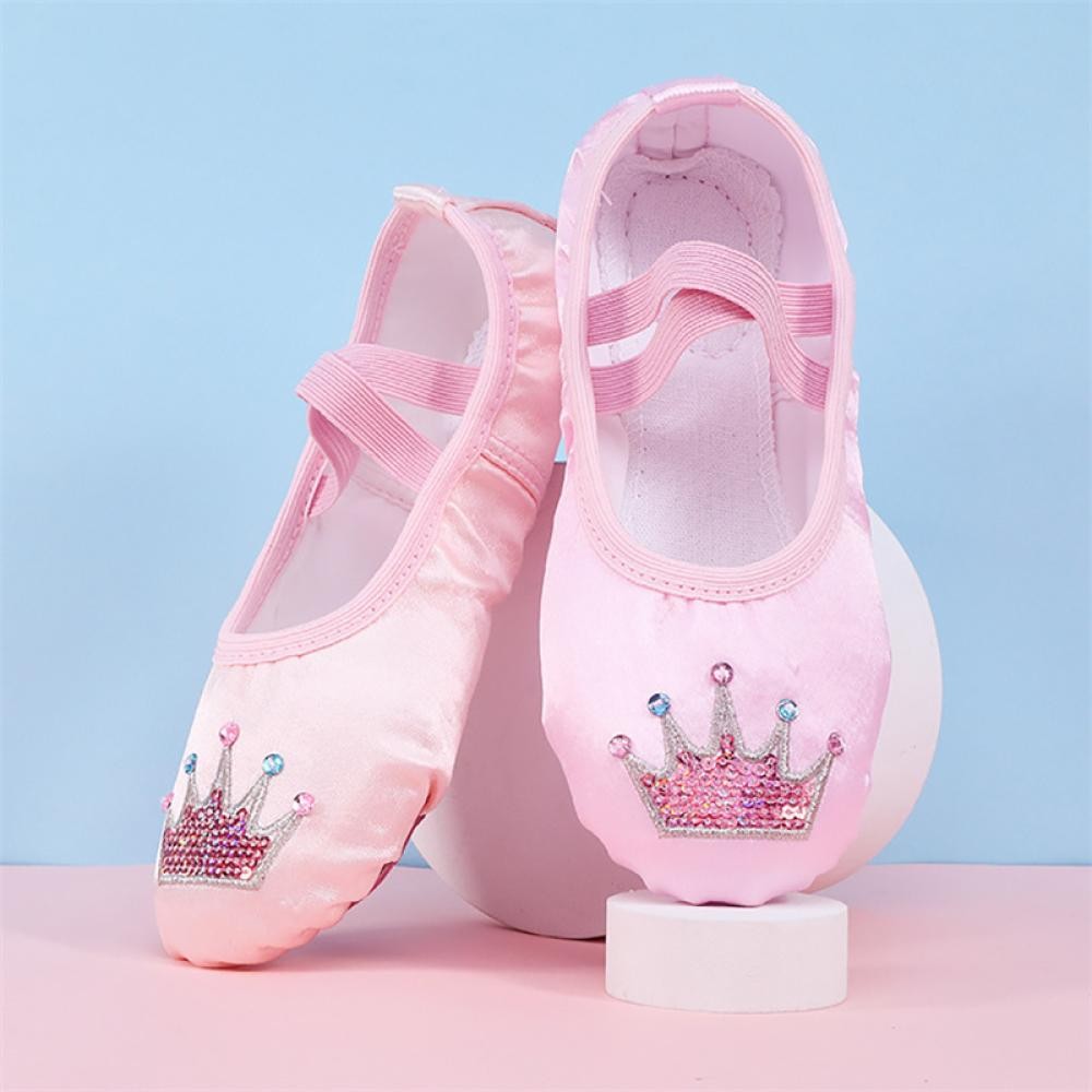 C5GOON Crianças Bordado Dos Desenhos Animados Coroa Ballet Sapatos Profissional Sola Macia Meninas Feminino Yoga Ginásio — imagem 2 de 2