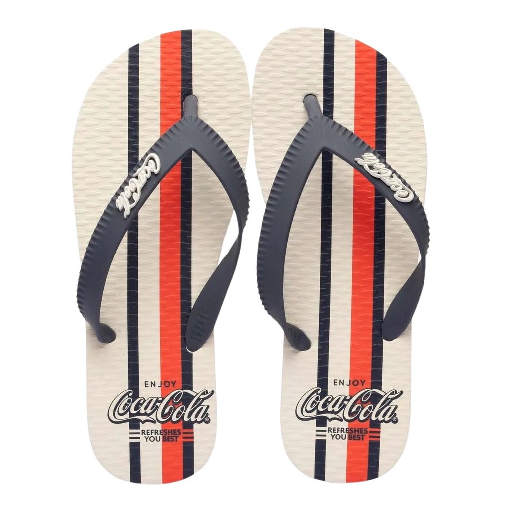 Chinelo Coca-Cola Smith Masculino Branco/Marinho | Leve, Confortável e Casual para o Dia a Dia em Oferta na Shopee