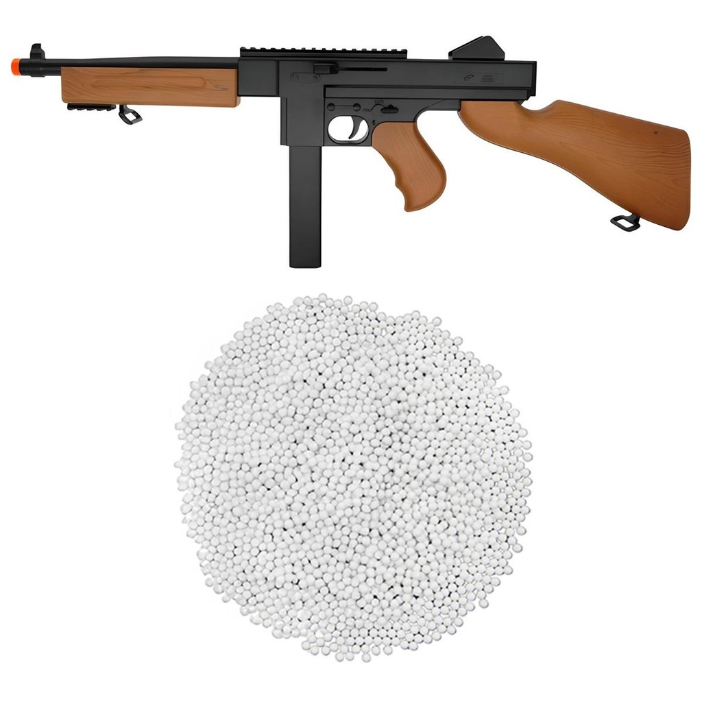 Kit Rifle Airsoft Thompson M306F Spring 6mm Marrom e Preta - Double Eagle + Esfera