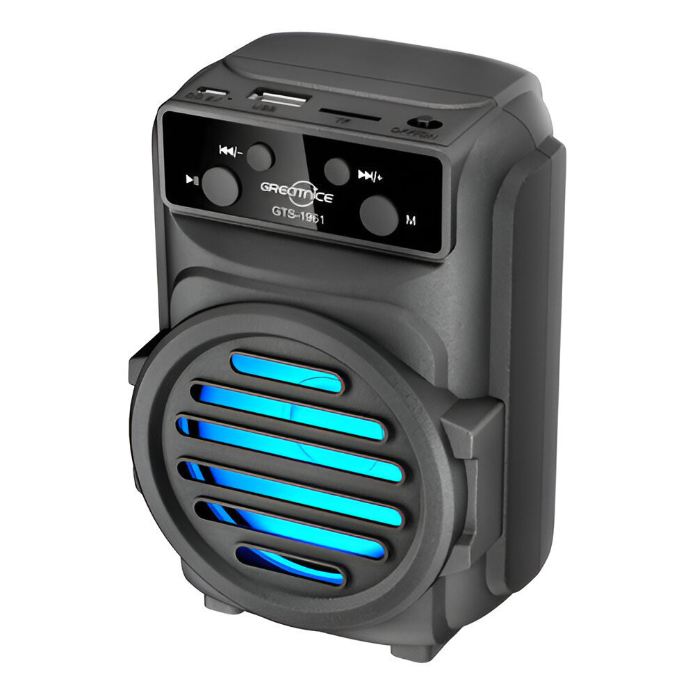 Caixinha de Som Bluetooth Grave Alto falante Luz RGB colorida 5W Radio Usb Mp3 portátil GTS-1961