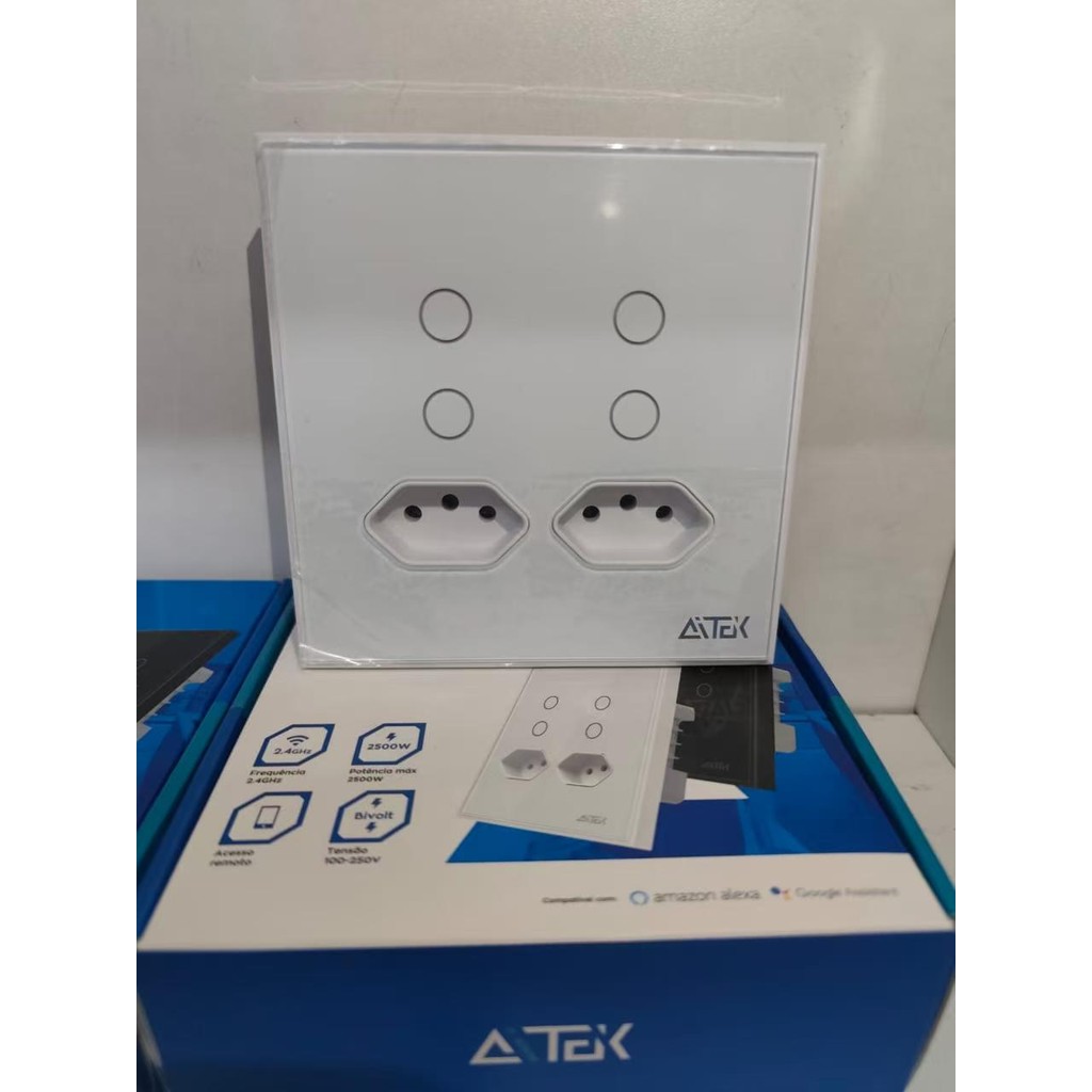 WiFi Interruptor  Parede Inteligente Soquete, 4X4-2TOMATA  Smart Life App Controle Remoto Funciona com Alexa Google Home