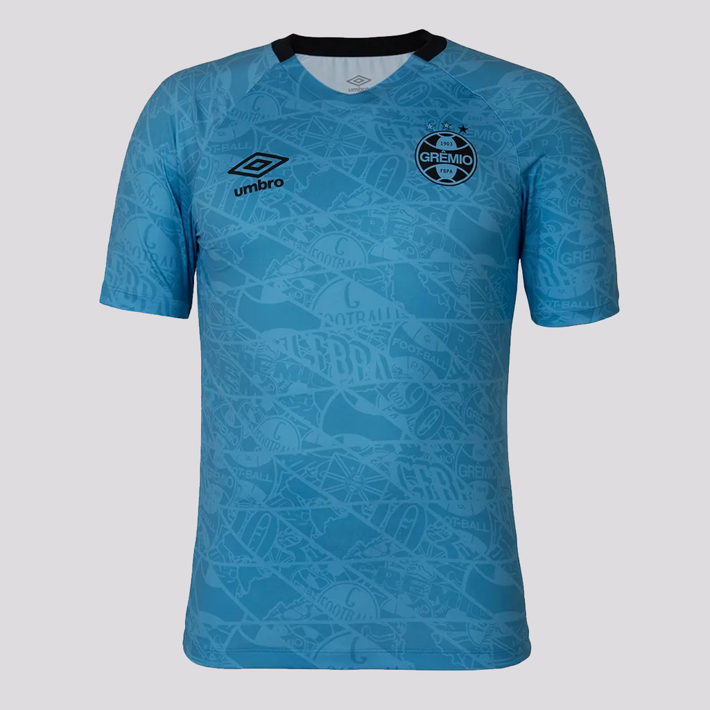 Camisa Umbro Grêmio Aquecimento 2025 Azul e Preta em Oferta na Shopee
