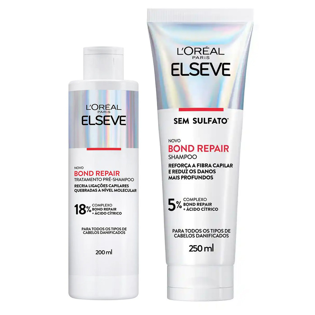 KIT ELSEVE PRÉ SHAMPOO + SHA BOND REPAIR CABELOS DANIFICADOS em Oferta na Shopee