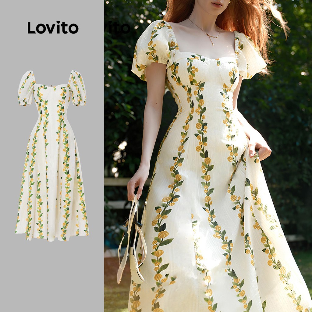 Lovito Vestido de Primavera/verão para Mulheres com Zíper Casual e Toque suave LBR25LD444 - Women Clothes