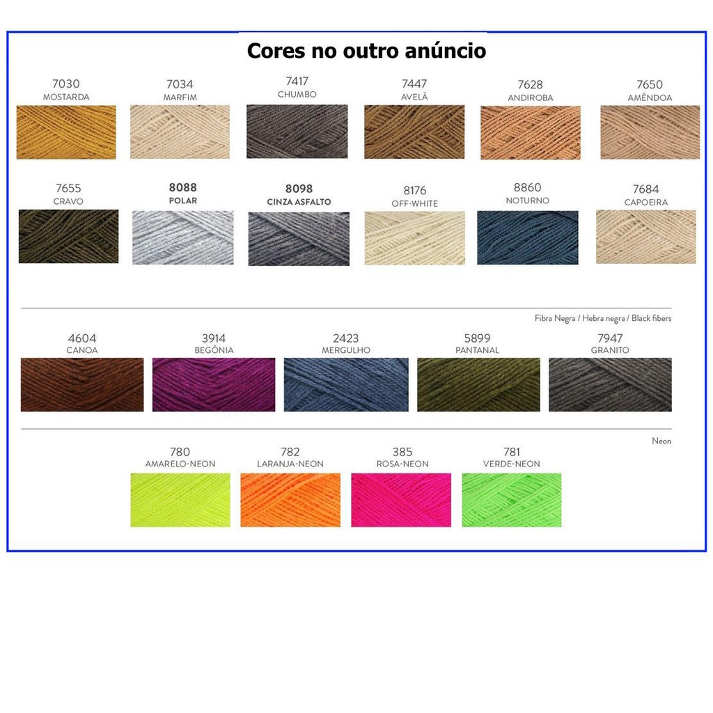 Fio/Lã Circulo Mollet 100g Tex 500 200m (100% acrilico) cores lisas.