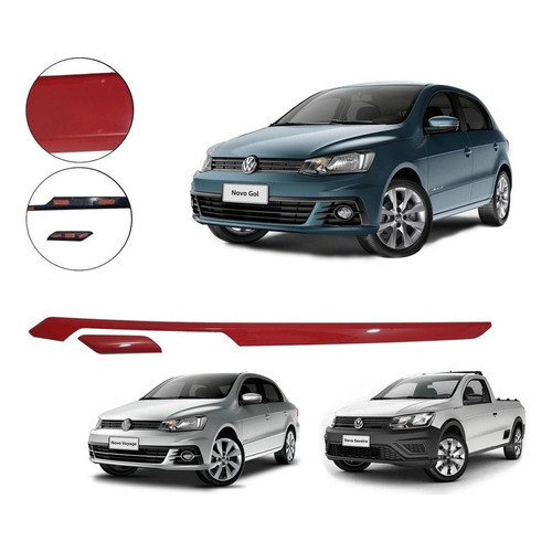Jogo De Friso Acabamento Do Painel Gol G7 17/2020 Vermelho