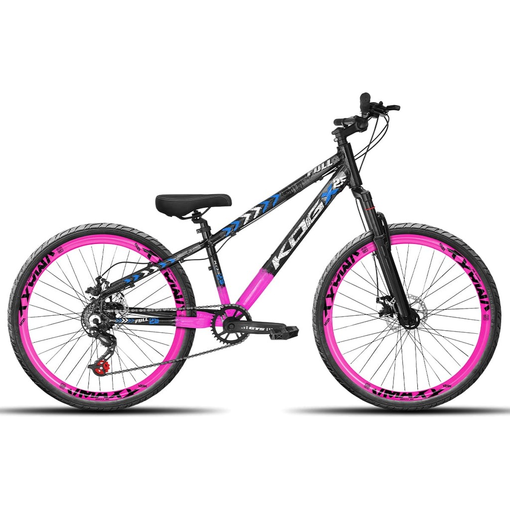 Bike Infantil do Grau Aro 26 KOG Freeride 7V Vmaxx LT / DH Disco Tipo Viking Gios Preto Rosa e Azul
