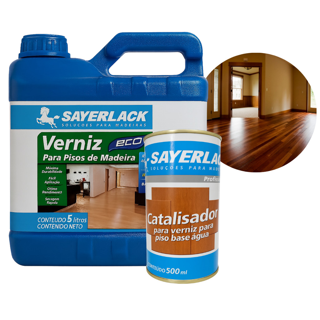 Verniz Para Pisos de Madeira Base Àgua 5lt + Catalisador Sayerlack