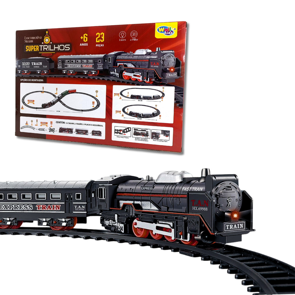 Trenzinho Pista Trem Ferrorama Elétrico Locomotiva Com Luz