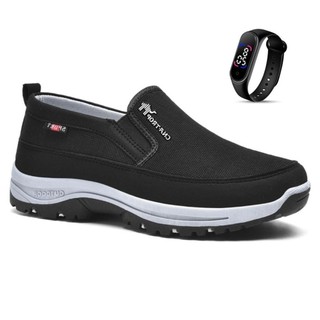 Tenis Sapatilha Mocassin Masculino Casual Com Solado Costurado Impermeável + Relogio