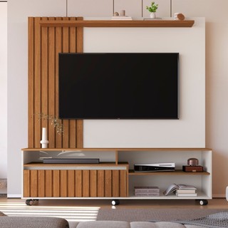 Estante para TV até 65 Polegadas Home Theater Ripado com Rodízios Havana em Oferta na Shopee