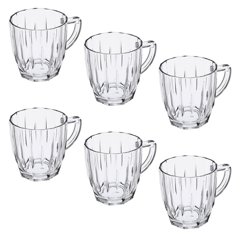 Jogo 06 Canecas Vidro Para Chá Leite Cappuccino 200ml Loly Mug