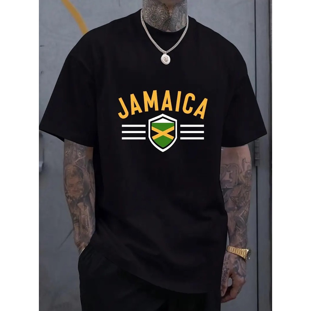 Camisa Masculina De Qualidade Estampa Jamaica 3 Faixa Camiseta Basica