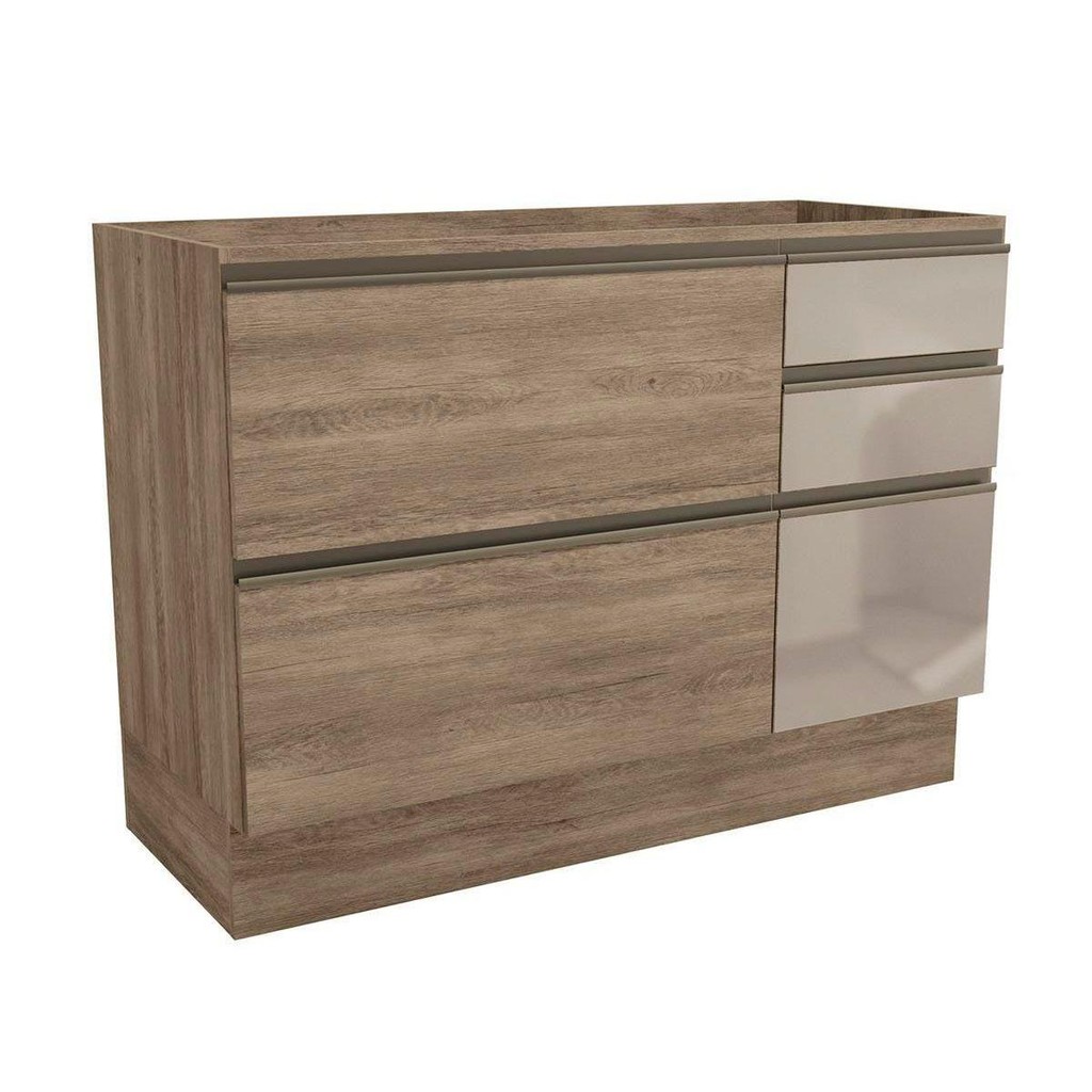 Módulo Cozinha Kappesberg Maxxi Balcão G747 1 Portas e 4 Gavetas c/ Vidro s/ Tampo 120cm Nogal em Oferta na Shopee