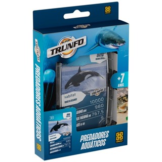 SUPER TRUNFO PREDADORES AQUÁTICOS 32 CARTAS GROW ANIMAIS MAR TUBARÃO PEIXES CAÇA ÁGUA SELVAGEM JOGO em Oferta na Shopee