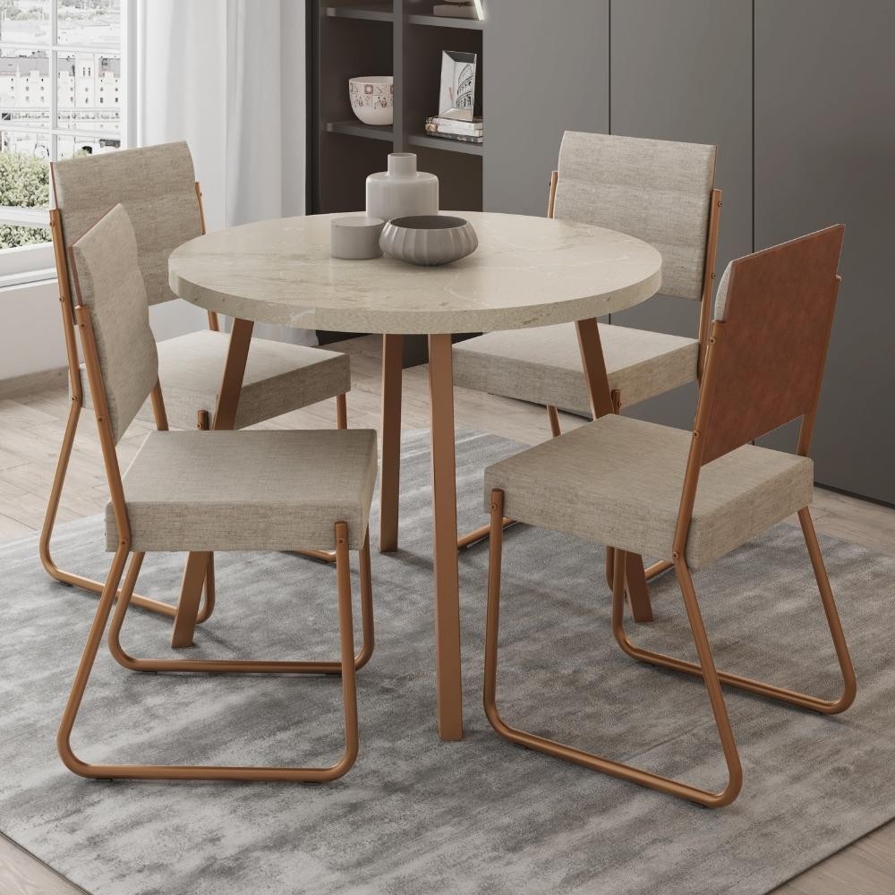 Conjunto Sala de Jantar 4 Cadeiras Dália Carraro Petra Rose - Home & Living