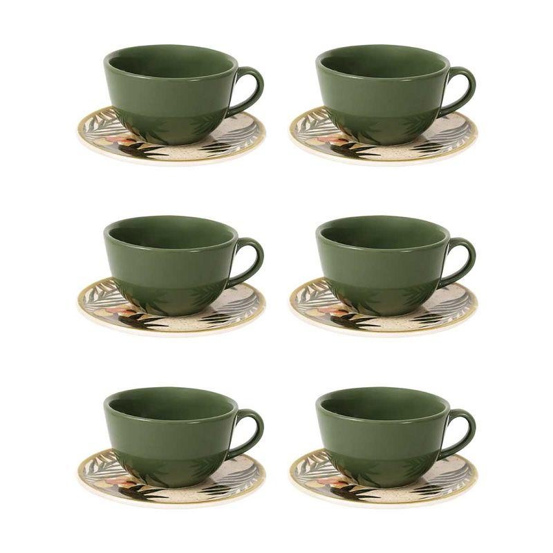 Jogo de 6 Xícaras G 200 ml Com Pires Oxford Unni Tropicano em Oferta na Shopee