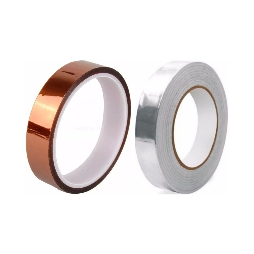 Kit Fita Alumínio + Fita Kapton Alta Temperatura Adesiva 25mm Reflow Reballing Solda
