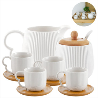 Cantinho do Café Oasis Conjunto de Ceramica e Bambu Hauskraft Com Xicaras Para Café da Tarde Chá Capuccino em Oferta na Shopee