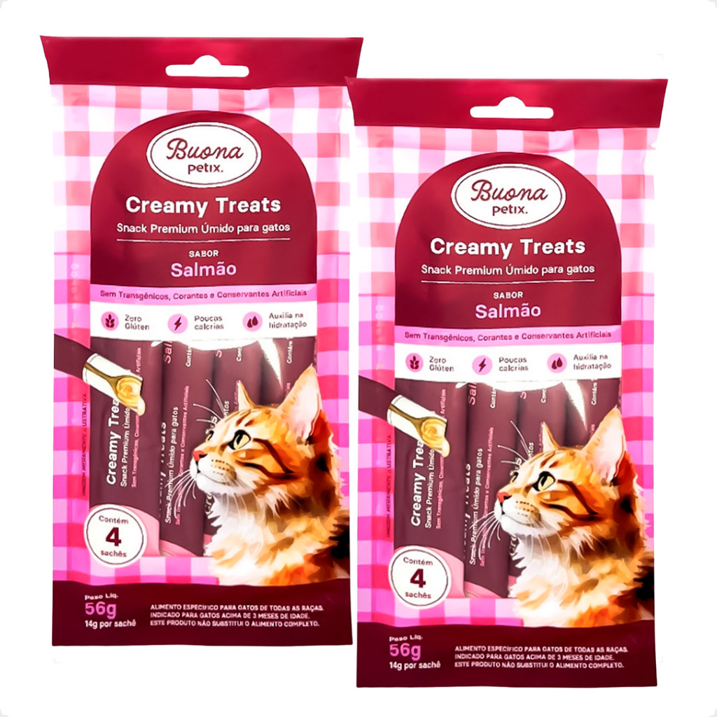 Kit 2 Sachês Salmão 56g - Buona Petix Creamy