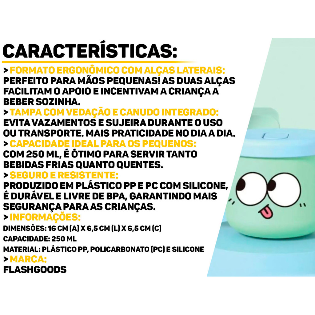 Detalhes do Copo Infantil Treinamento Canudo Plástico Alça Tampa Antivazamento 250ml Cor Verde Flux