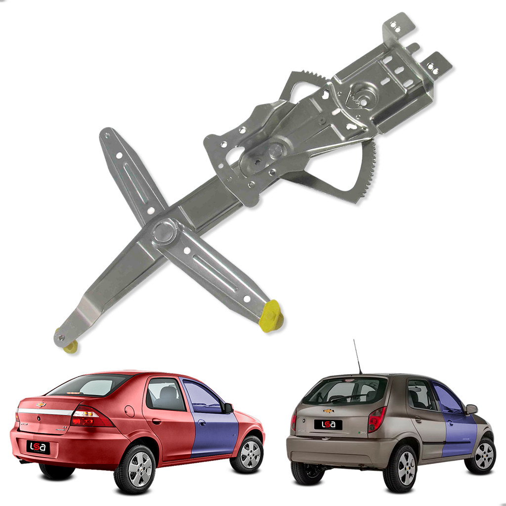 Máquina Vidro Elétrico Chevrolet Celta 4P 2000-2016/Prisma 2006-2012 Direito Passageiro Bosch 8 Dentes Sem Motor