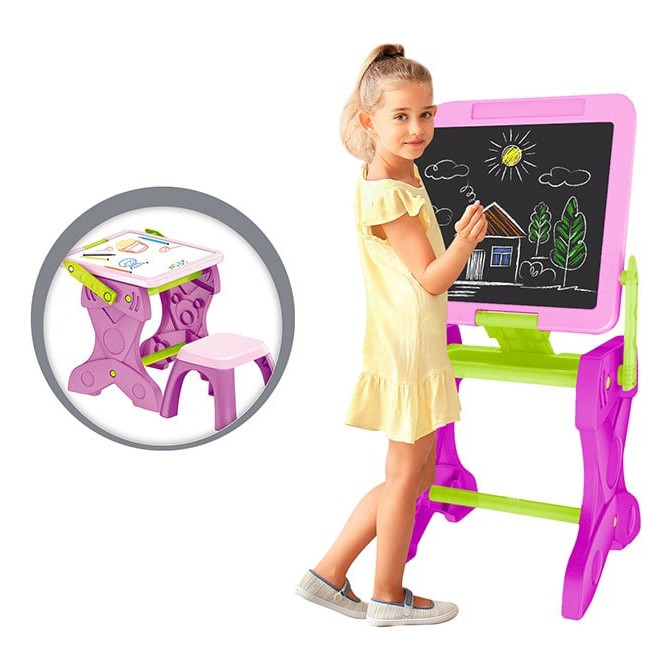 Mesa Infantil Lousa Mágica Mesinha Interativa de Desenho C/ Banco quadro didático