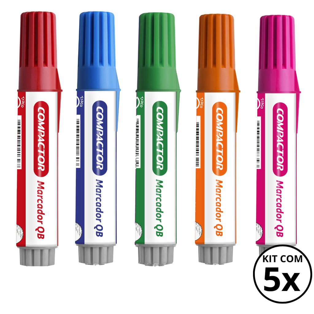 Kit com 05 Marcadores Para Quadro Branco - COMPACTOR KIT:19 em Oferta na Shopee
