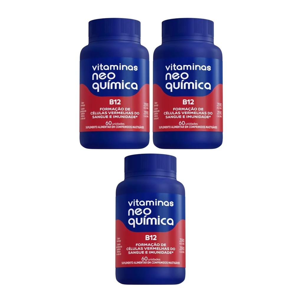 Kit 3 Vitamina B12 60 Comprimidos Mastigáveis - Neo Quimica