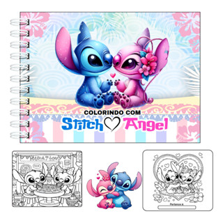 Livro De Colorir Stitch Angel Capa Dura 50 Páginas 180g A5 Laminação Holográfica Pronta Entrega em Oferta na Shopee