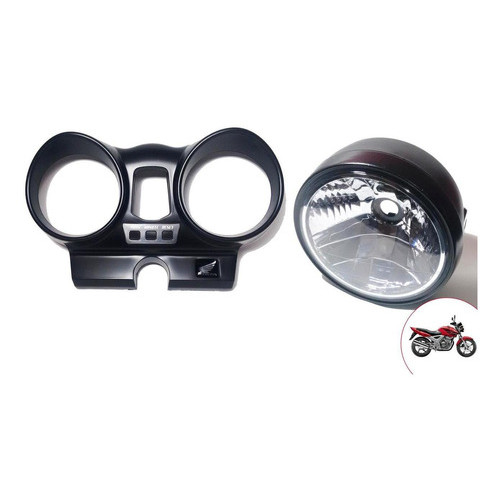 Kit Carcaça Superior Preta Painel Twister Cbx 250 + Farol Aro Preto 2001 2002 2003 2004 2005 2006 2007 2008