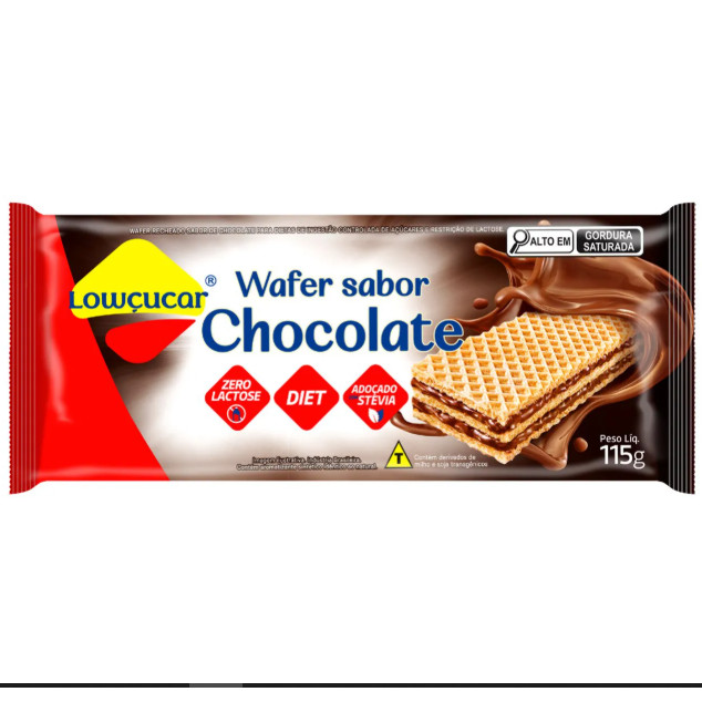 Biscoito Wafer Zero Açúcar Chocolate Lowçucar 115g em Oferta na Shopee