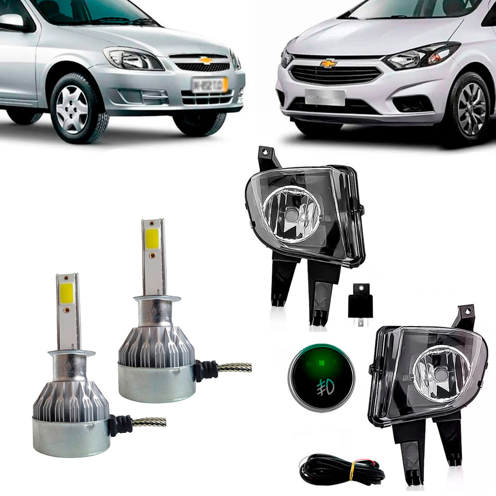 Kit Farol De Milha Neblina Auxiliar Celta Prisma + Par Lâmpadas Super Led Nano HB4