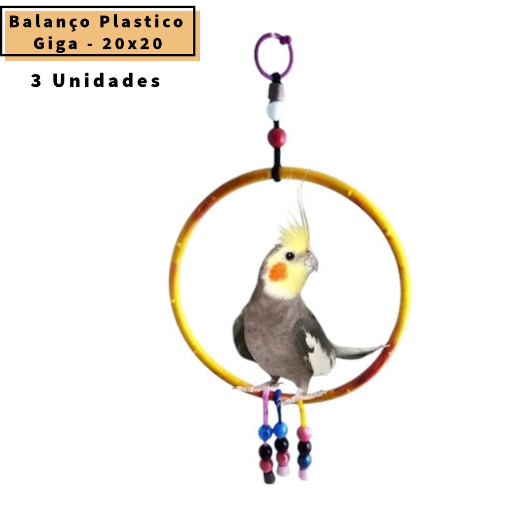 3 Brinquedo Balanço Argola Plastica c/ Biju - Papagaio Calopsita e Aves em Geral