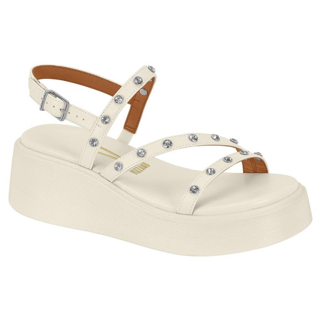 Sandália Feminina Vizzano Papete Rebite Pedraria Casual Despojado Verão Delicada 6525.101