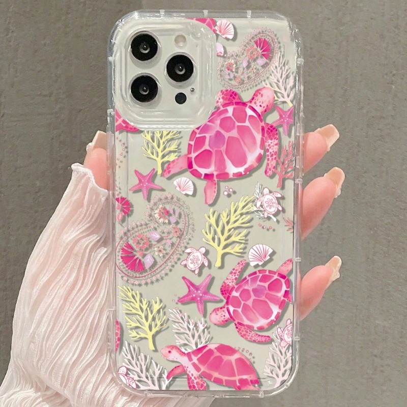 Capa De Telefone Para iPhone 16 15 Pro Max 14 13 12 11 7 8 Plus SE 2020 XS X XR Tartaruga Coral Padrão Claro Macia em Oferta na Shopee