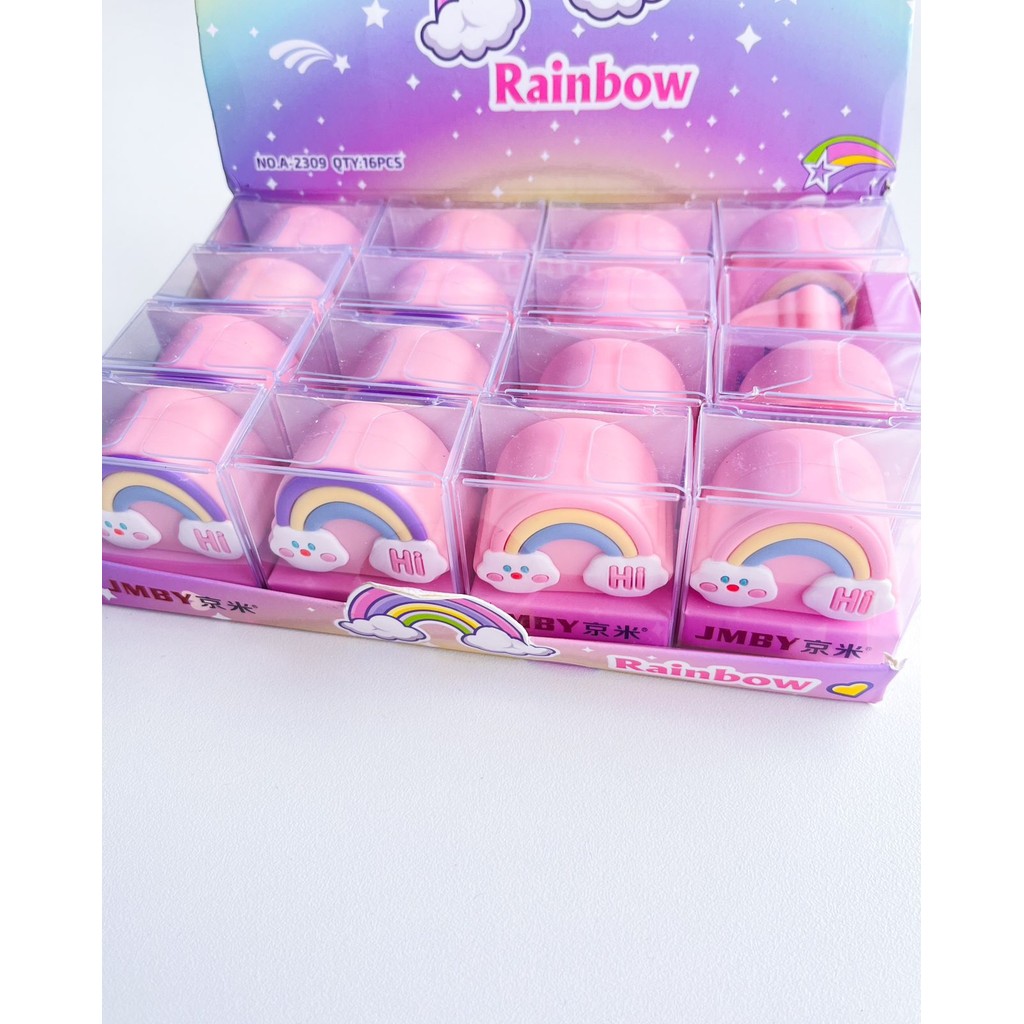 BORRACHA COM APONTADOR ARCO IRIS